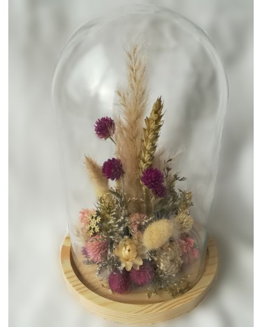 Cloche en verre fleurs séchées