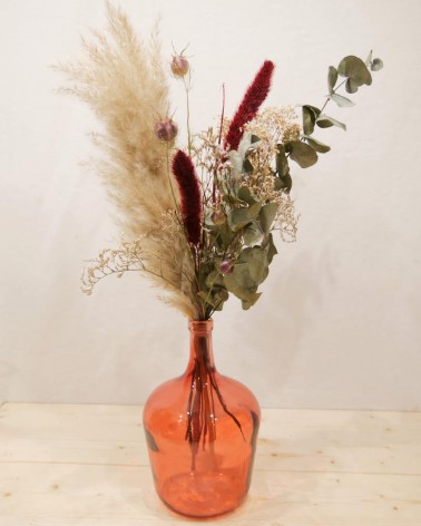 Vase dame jeanne et bouquet de fleurs séchées